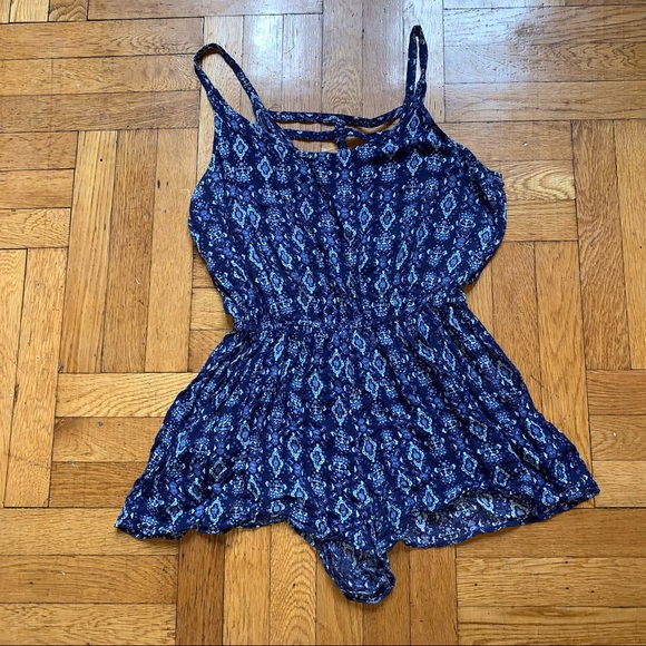 Blue Patterned Xhilaration Romper - Picture 2 of 5